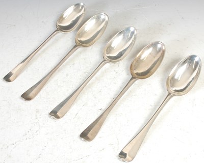 Lot 168 - Five various Scottish silver tablespoons,...