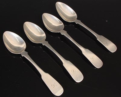 Lot 210 - Four Scottish provincial silver teaspoons, by...