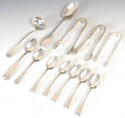 Lot 185 - Six bright-cut silver teaspoons, Old English...