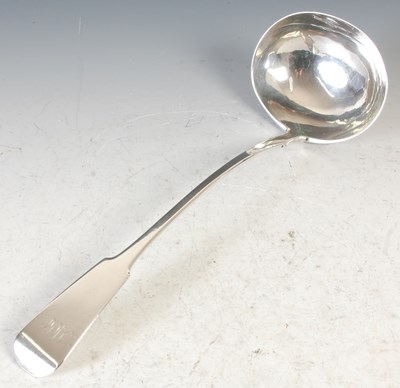 Lot 118 - A Scottish provincial silver soup ladle, by...