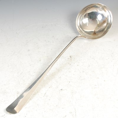 Lot 125 - A Scottish silver soup ladle, by James Wright,...