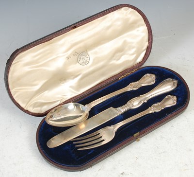 Lot 148 - A Victorian three piece silver christening set,...