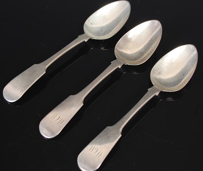 Lot 215 - Three Scottish provincial silver teaspoons by...