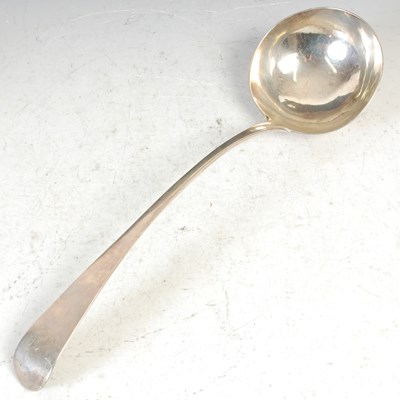 Lot 130 - A Scottish provincial silver soup ladle, by...