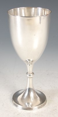 Lot 10 - A silver vase shaped wine goblet on spreading...