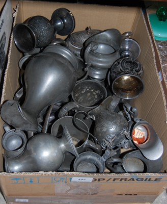 Lot 495 - Box - mixed pewter and other metalware