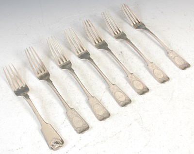 Lot 161 - A set of six Scottish provincial silver table...