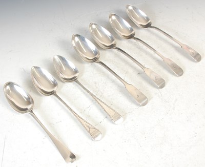 Lot 197 - A set of four silver tablespoons, fiddle...