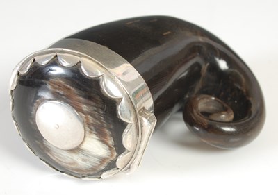 Lot 26 - A Scottish silver-mounted curly horn snuff...