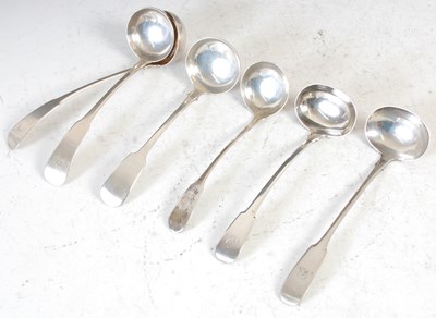 Lot 158 - Six various silver toddy ladles comprising:...