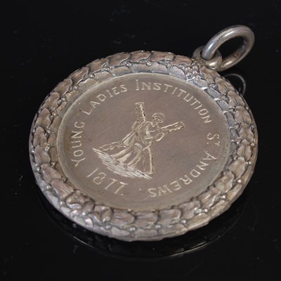 Lot 55 - A Scottish silver prize medal, with cast...
