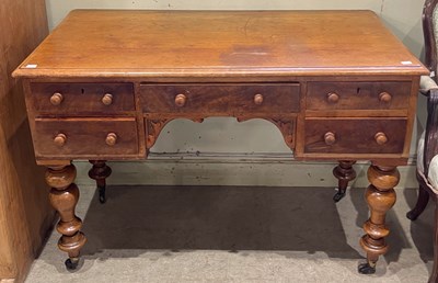 Lot 825 - A 19th century mahogany knee hole desk, raised...