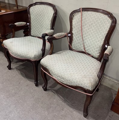 Lot 826 - A pair of Louis XV style  stained beech...
