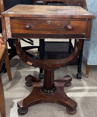Lot 845 - A 19th century rosewood sewing table, 71cm...