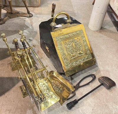 Lot 840 - A 19th century brass scuttle, 29cm high x 27cm...