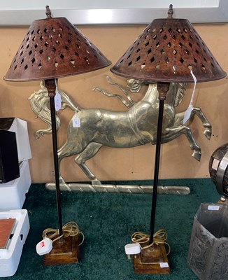 Lot 628 - A pair of vintage style table lamps with...