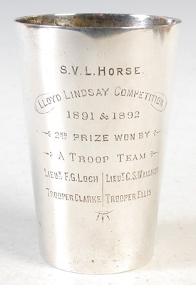 Lot 252 - An Indian silver regimental prize beaker, of...