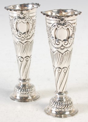 Lot 248 - A pair of Edwardian silver trumpet shaped...