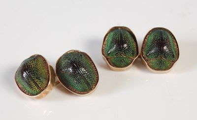 Lot 359 - A pair of late Victorian scarab beetle...