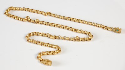 Lot 443 - A 19th century unmarked yellow metal necklace,...