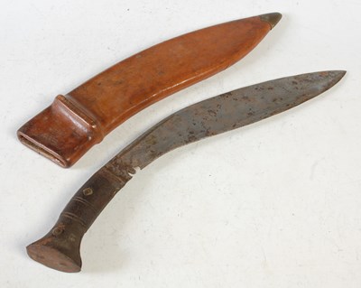 Lot 570 - A Gurkha military kukri knife, curved steel...