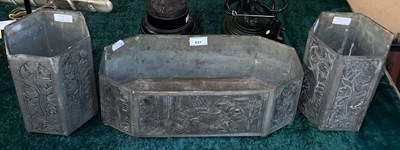 Lot 631 - An Arts & Crafts embossed pewter rectangular...