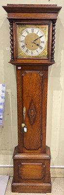 Lot 868 - A 19th century oak longcase grandfather clock...