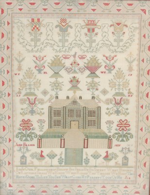 Lot 197 - A 19th century needlework sampler, Jane Fraser,...