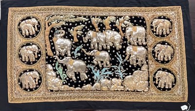 Lot 638 - A wall hanging embroidered Kalaga with...