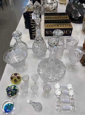 Lot 606 - A quantity of cut crystal decanters to include...