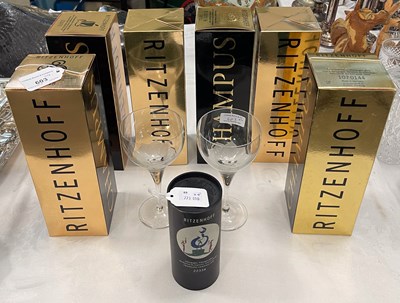 Lot 603 - Six Ritzenhoff champagne glasses with original...