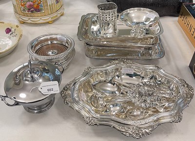 Lot 602 - A quantity of silver plated dinnerware to...