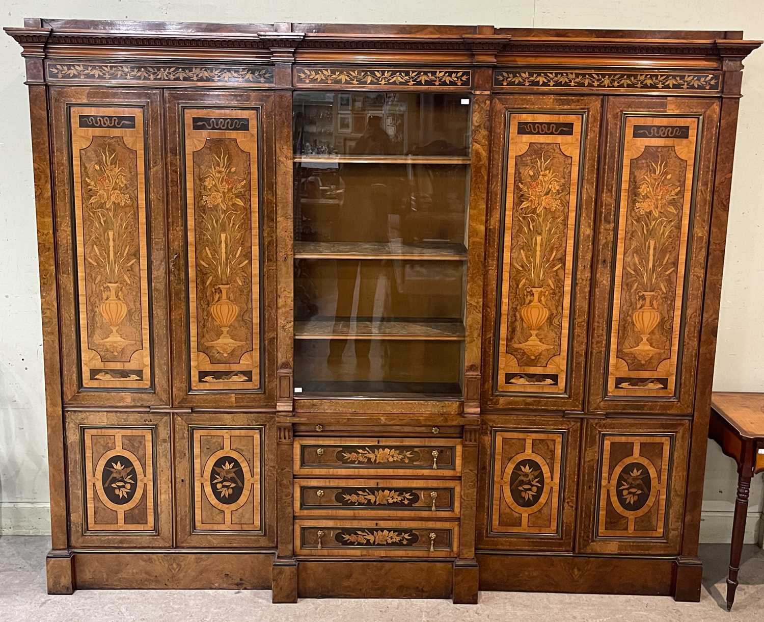 Lot 889 - A large 19th century inlaid burr walnut...