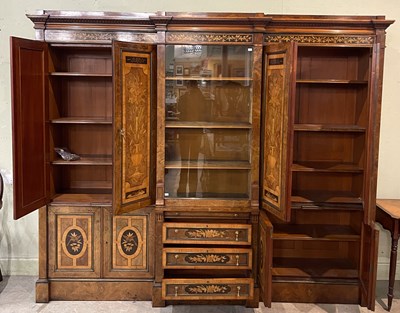 Lot 889 - A large 19th century inlaid burr walnut...