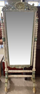 Lot 888 - A mid-20th century wooden cheval mirror with...