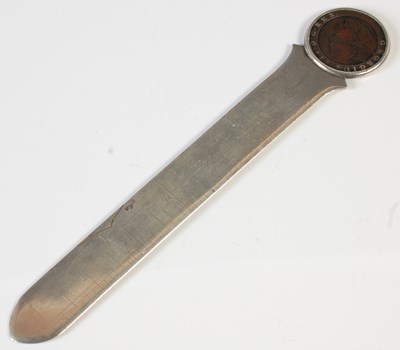 Lot 216 - A Birmingham silver letter opener/ paper knife,...