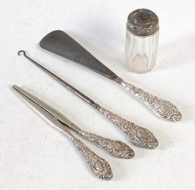 Lot 223 - A Chester silver mounted toilet bottle, 8cm...