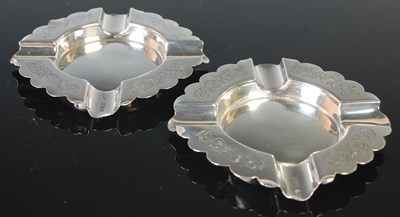 Lot 242 - A pair of Birmingham silver ashtrays, 10cm...