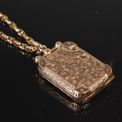 Lot 284 - A late 19th century yellow metal rectangular...