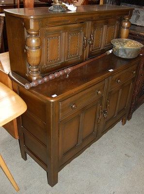 Lot 639 - A stained wood Ercol type Jacobean style dresser