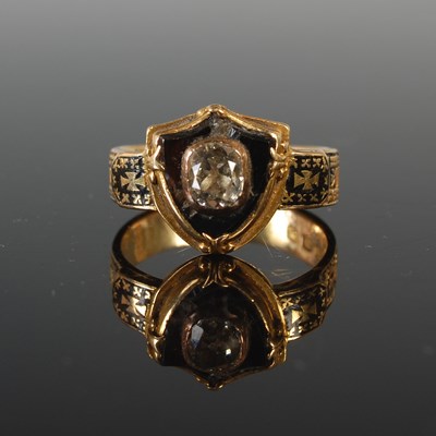 Lot 338 - A Victorian 18ct gold, black enamel and...