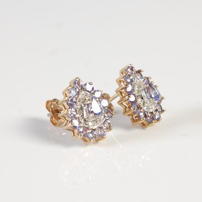 Lot 363 - A pair of 9ct gold and gem set ear studs, 2.4...