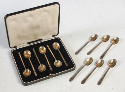 Lot 375 - A cased set of six Sheffield silver gilt Art...