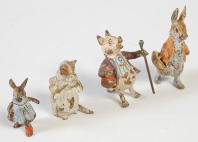 Lot 380 - Four various cold painted bronzed Beatrix...