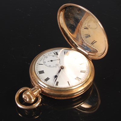 Lot 421 - A gold plated hunter case pocketwatch, the...
