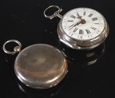 Lot 422 - An antique silver pair cased pocketwatch,...