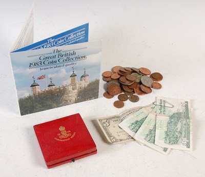 Lot 492 - A collection of coins and banknotes, to...
