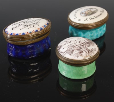 Lot 506 - Three antique enamel patch boxes, to include...