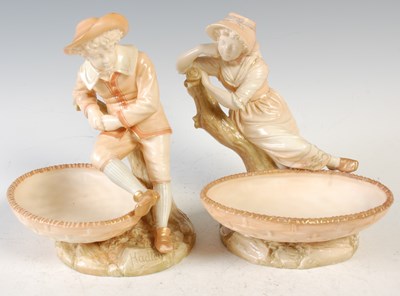 Lot 577 - A pair of Royal Worcester sweetmeat dishes,...
