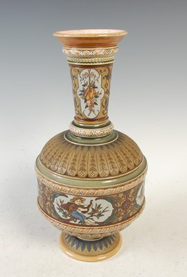 Lot 584 - A Mettlach stoneware vase, with incised...